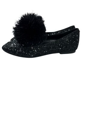 MICHAEL Michael Kors Black Glitter Pom Pom Loafers Slip On Flats Women’s Sz10